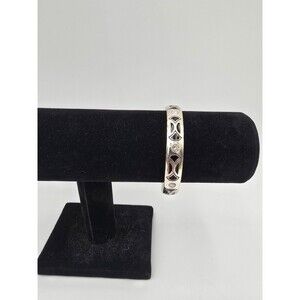 Brighton Capella Magnetic Hinged Bracelet Silver Tone & Black Enamel 2.25"